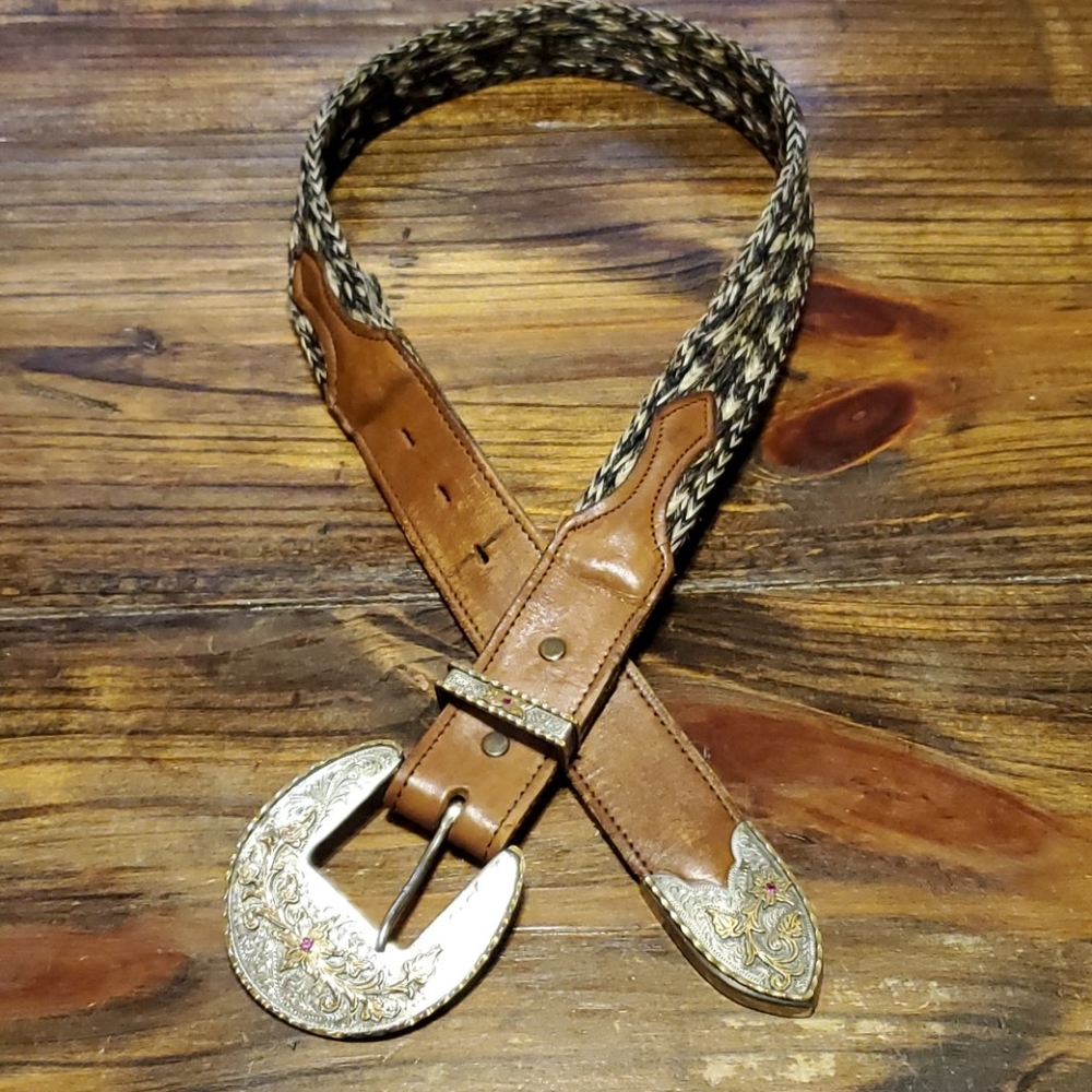 Vintage Alpaca Mexico Horse Hair Belt S/M